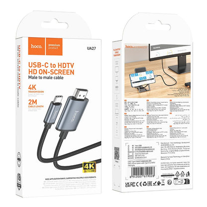 Audio a Video Kábel USB-C - HDMI HOCO UA27, 2m, Sivý