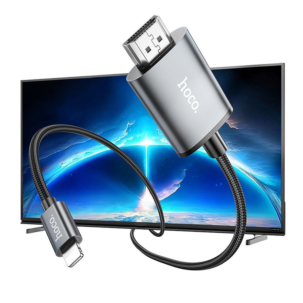 Audio a Video Kábel Lightning - HDMI HOCO UA27, 2m, Sivý