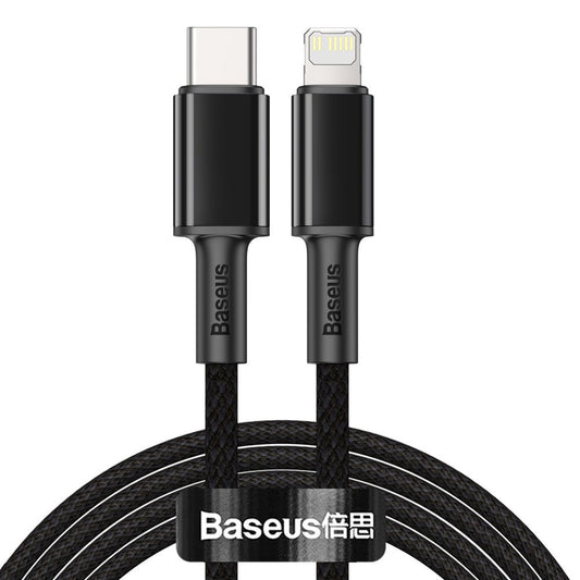 Dátový a nabíjací kábel USB-C - Lightning Baseus High Density Braided, 20W, 2m, čierny CATLGD-A01