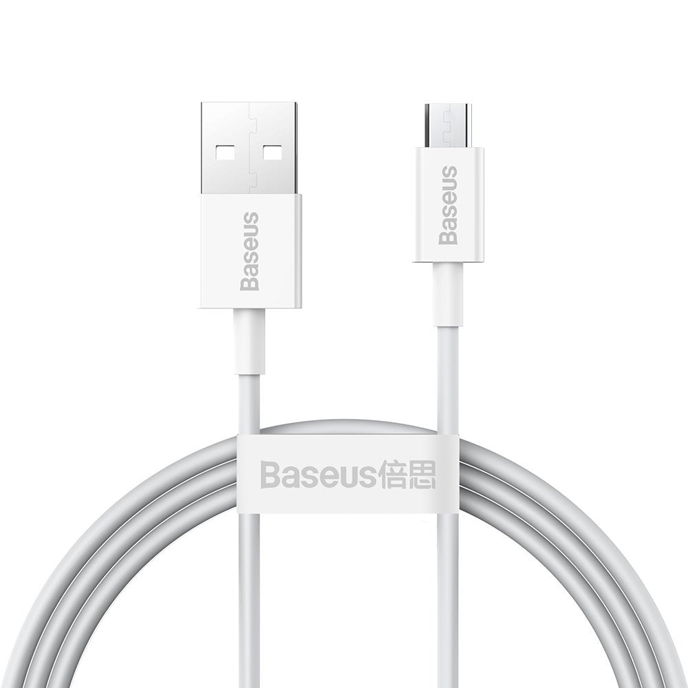 Dátový a nabíjací kábel USB-A - microUSB Baseus Superior Series, 18W, 2m, Biely CAMYS-A02
