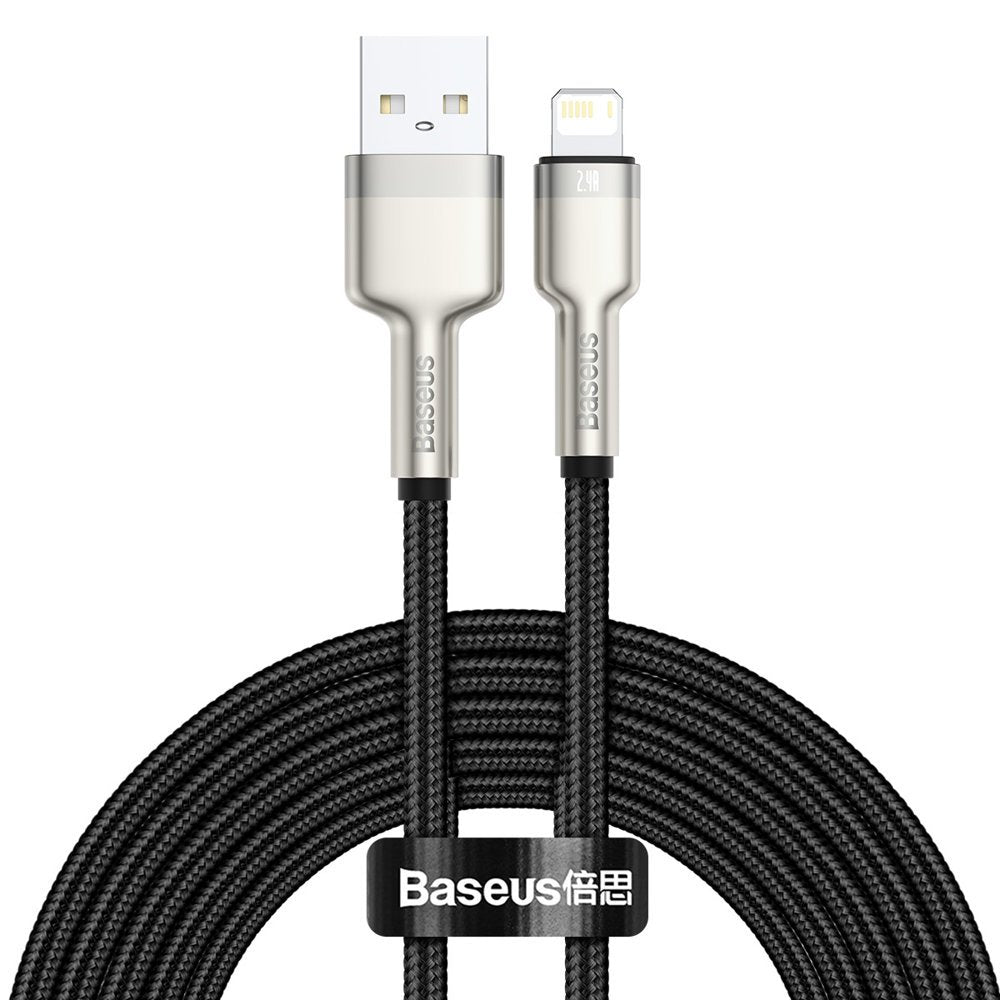 Dátový a nabíjací kábel USB-A - Lightning Baseus Cafule Metal Series, 18W, 2m, čierny CALJK-B01