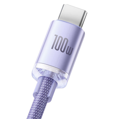 Dátový a nabíjací kábel USB-A - USB-C Baseus Crystal Shine Series, 100W, 2m, Fialový CAJY000505