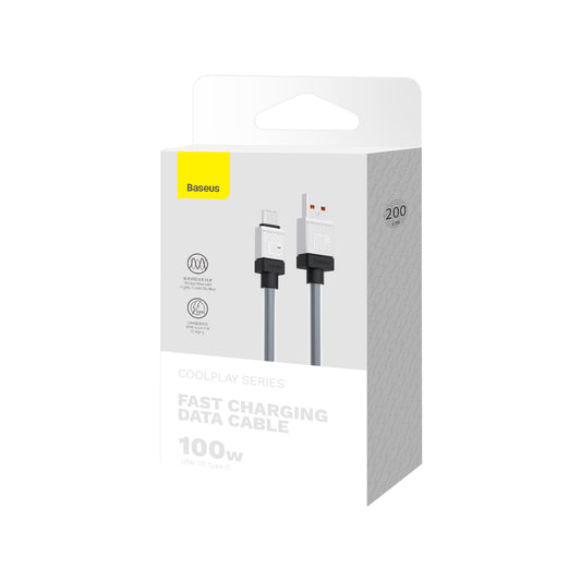 Dátový a nabíjací kábel USB-A - USB-C Baseus CoolPlay, 100W, 2m, Čierny CAKW000701