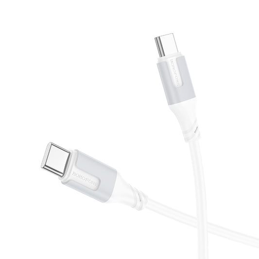 Dátový a nabíjací kábel USB-C - USB-C Borofone BX101 Creator, 60W, 1m, Biela