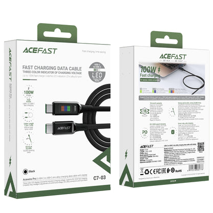 Dátový a nabíjací kábel USB-C - USB-C Acefast C7-03, 100W, 1.2m, čierny