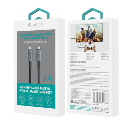 USB-C dátový a nabíjací kábel - USB-C DEVIA EC641, 240W, 1m, čierny
