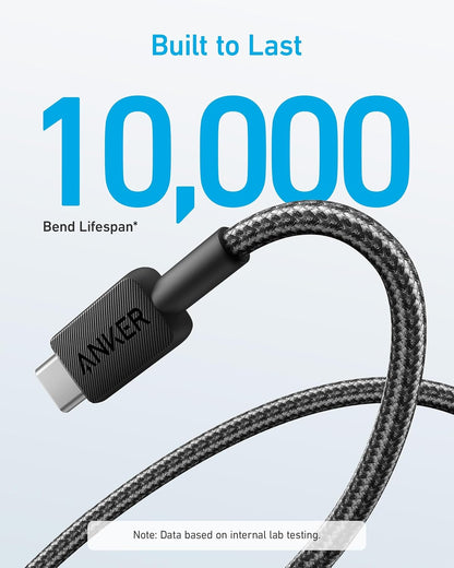 Dátový a nabíjací kábel USB-A na USB-C Anker 322, 18 W, 0,9 m, čierny A81H5G11 