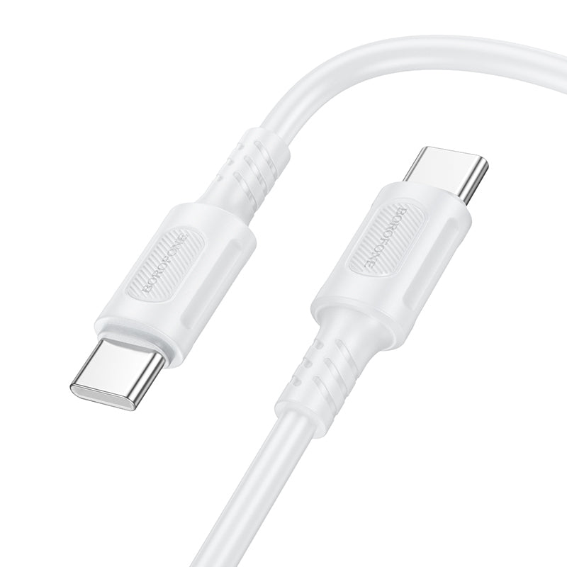 Dátový a nabíjací kábel USB-C - USB-C Borofone BX111 Feliz, 60 W, 1 m, biely 