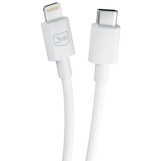 Dátový a nabíjací kábel USB-C - Lightning 3MK Hyper, 20W, 1,2 m, biely