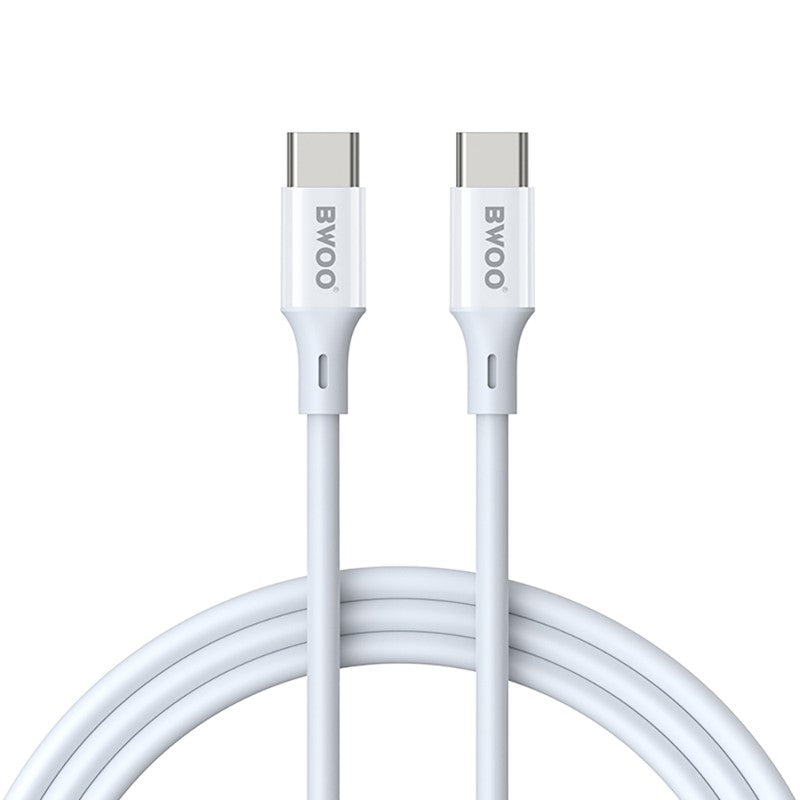 Dátový a nabíjací kábel USB-C - USB-C BWOO X282, 60W, 1m, Biela