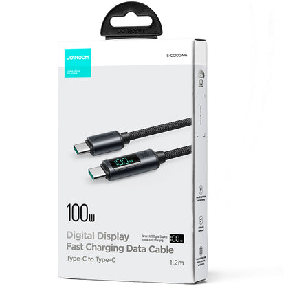 Dátový a nabíjací kábel USB-C - USB-C Joyroom S-A16 Prism Display, 100W, 1.2m, čierny