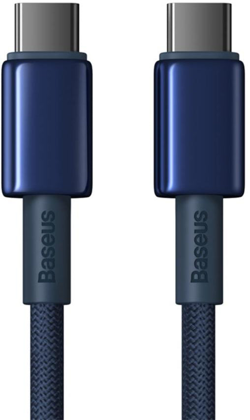 Dátový a nabíjací kábel USB-C - USB-C Baseus Tungsten Gold, 100W, 1m, Námornícka modrá P10319800321-03