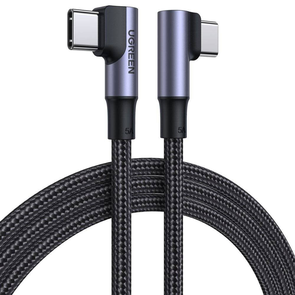 Dátový a nabíjací kábel USB-C - USB-C UGREEN US335 Angled, 100W, 2m, čierny