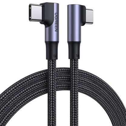 Dátový a nabíjací kábel USB-C - USB-C UGREEN US335 Angled, 100W, 2m, čierny