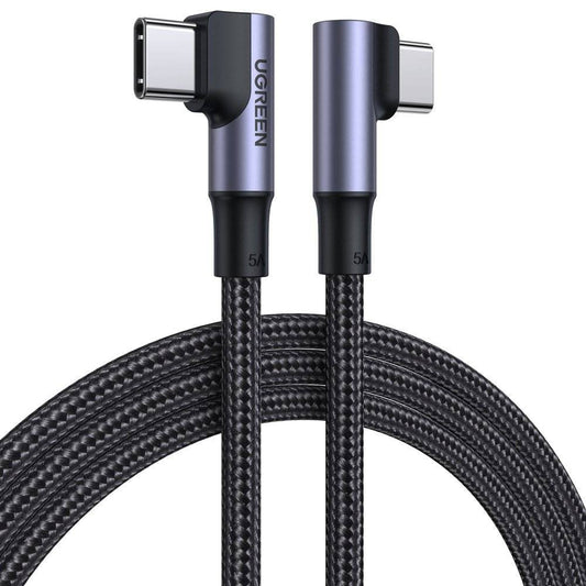 Dátový a nabíjací kábel USB-C - USB-C UGREEN US335 Angled, 100W, 2m, čierny
