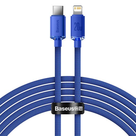 Dátový a nabíjací kábel USB-C - Lightning Baseus Crystal Shine Series, 20W, 1.2m, Modrý CAJY000203