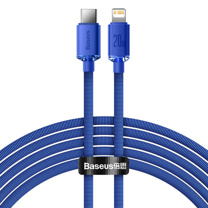 Dátový a nabíjací kábel USB-C - Lightning Baseus Crystal Shine Series, 20W, 1.2m, Modrý CAJY000203