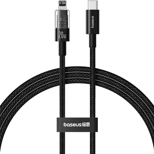 Dátový a nabíjací kábel USB-C - Lightning Baseus Gem, 20W, 1m, Čierny P10373001111-00