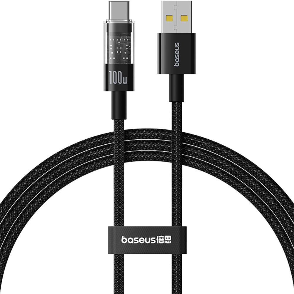 Dátový a nabíjací kábel USB-A - USB-C Baseus Gem, 100W, 2m, Čierny P10373002111-01