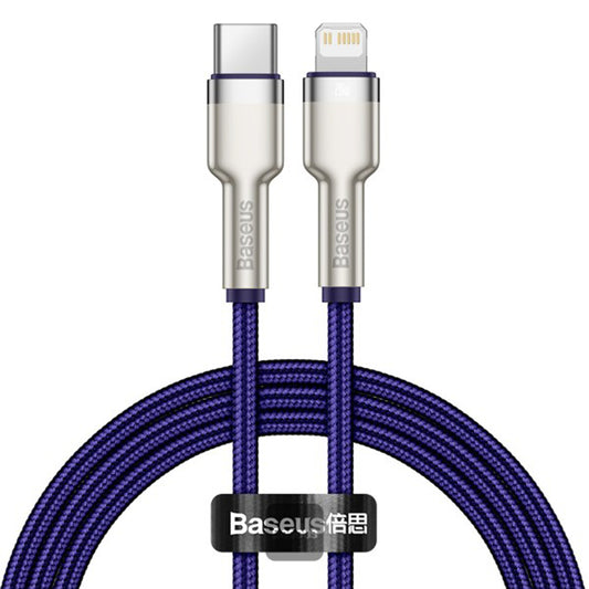 Dátový a nabíjací kábel USB-C - Lightning Baseus Cafule Metal Series, 20W, 1m, Fialový CATLJK-A05