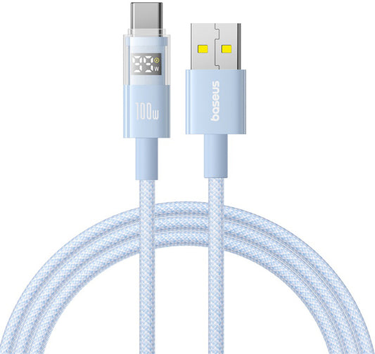 Dátový a nabíjací kábel USB-A - USB-C Baseus Display 2, 100W, 1m, Modrý P10382701311-00