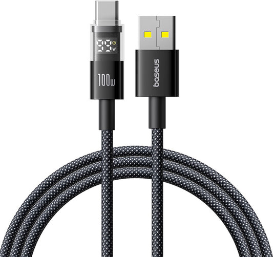 Dátový a nabíjací kábel USB-A - USB-C Baseus Display 2, 100W, 1m, Čierny P10382701121-00