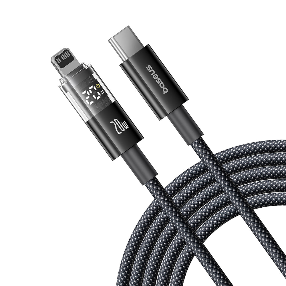 Dátový a nabíjací kábel USB-C - Lightning Baseus Display 2, 20W, 2m, Čierny P10382703121-01