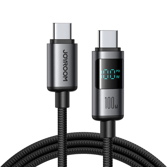 Dátový a nabíjací kábel USB-C - USB-C Joyroom S-A16 Pro Prism Display, 100W, 1.2m, čierny