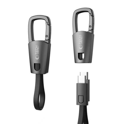 Dátový a nabíjací kábel USB-C - USB-C Tech-Protect Ultraboost DNA Keychain, 60W, 0.17m, Sivý