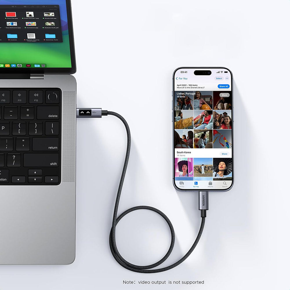 Dátový a nabíjací kábel USB-C - USB-C UGREEN L509, 100W, 0.5m, Sivý