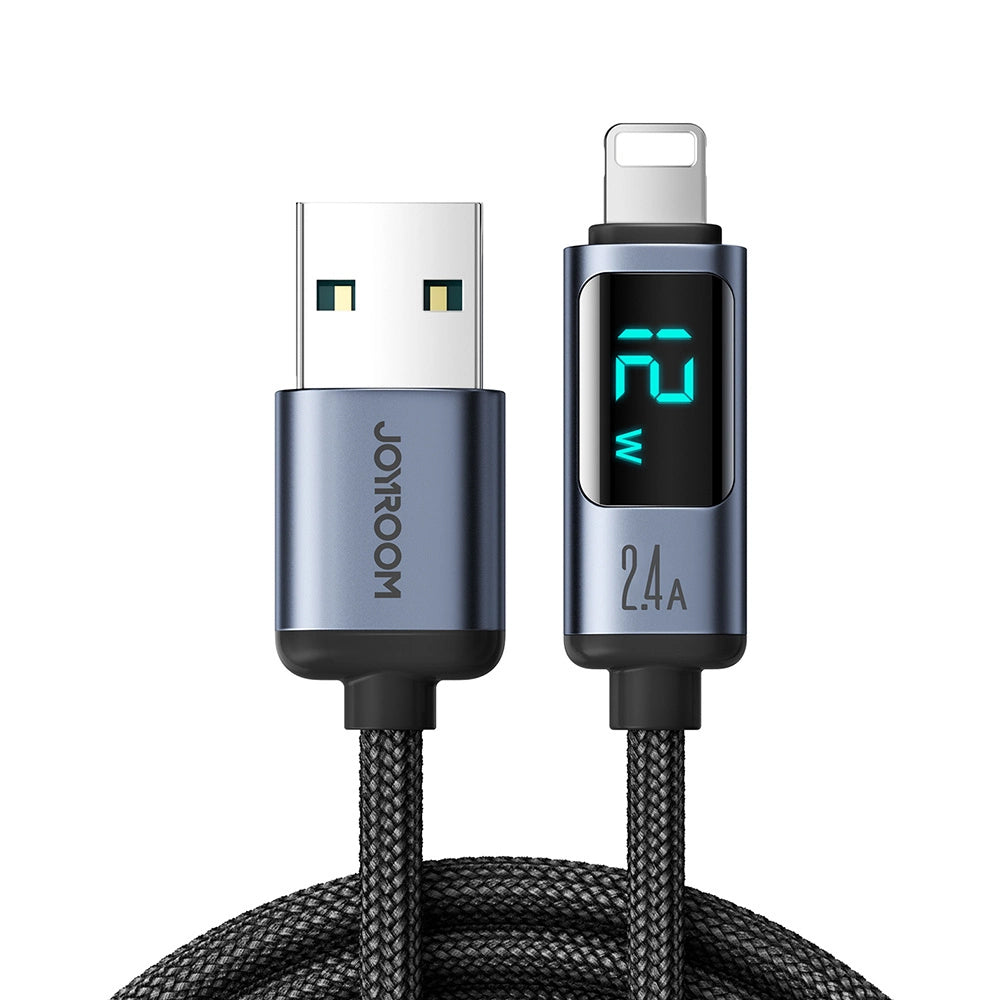 Dátový a nabíjací kábel USB-A - Lightning Joyroom S-A16 Prism Display, 12W, 1.2m, čierny