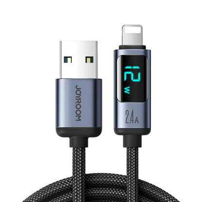 Dátový a nabíjací kábel USB-A - Lightning Joyroom S-A16 Prism Display, 12W, 1.2m, čierny