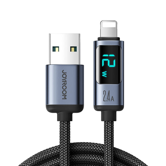 Dátový a nabíjací kábel USB-A - Lightning Joyroom S-A16 Prism Display, 12W, 1.2m, čierny
