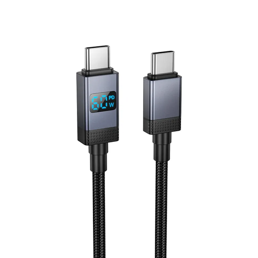 Dátový a nabíjací kábel USB-C - USB-C HOCO X118 Display, 60W, 1m, čierny