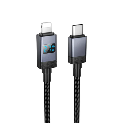 Dátový a nabíjací kábel USB-C - Lightning HOCO X118 Display, 27W, 1m, čierny