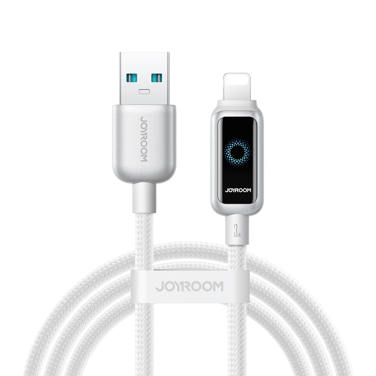 USB-A to Lightning Data and Charging Cable Joyroom S-A55 StarFlight Display, 18W, 1.2m, White