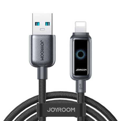 Dátový a nabíjací kábel USB-A - Lightning Joyroom S-A55 StarFlight Display, 18W, 1.2m, čierny
