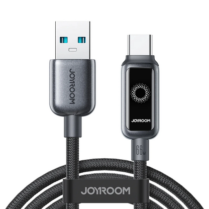 Dátový a nabíjací kábel USB-A - USB-C Joyroom S-A55 StarFlight Display, 66W, 1.2m, Čierny