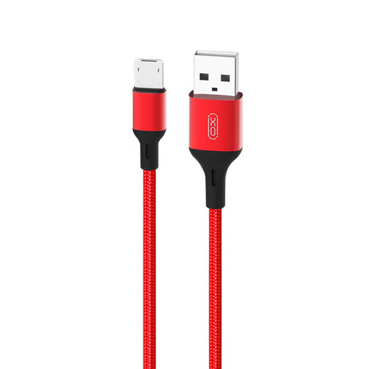 Dátový a nabíjací kábel USB-A - microUSB XO Design NB143, 18W, 2m, Červený