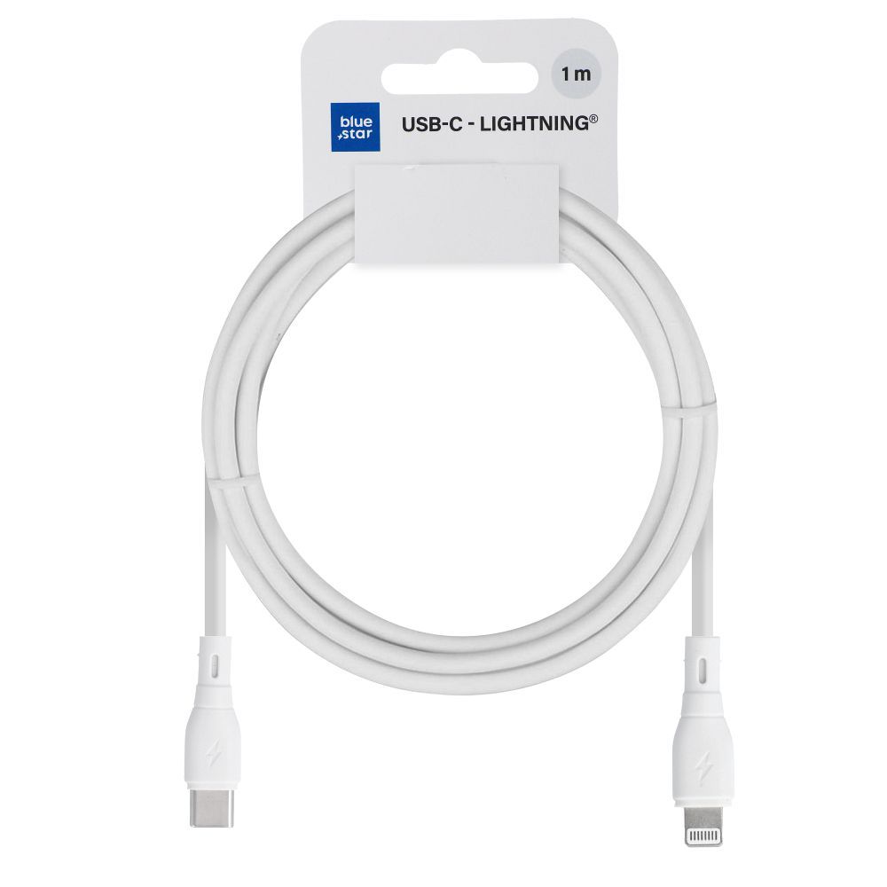 Dátový a nabíjací kábel USB-C - Lightning Blue Star Eco, 27W, 1m, Biela