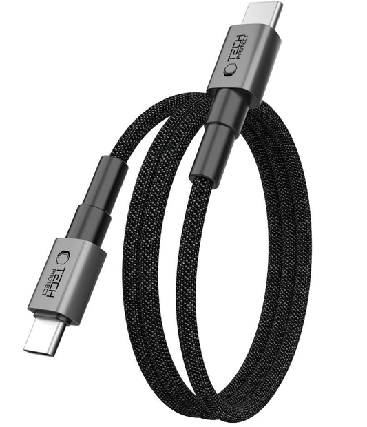 Dátový a nabíjací kábel USB-C - USB-C Tech-Protect Ultraboost DNA MagTwist, 100W, 1m, Sivý
