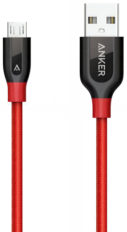 Dátový a nabíjací kábel USB-A - microUSB Anker PowerLine+, 18W, 0.91m, Červený A8142G91