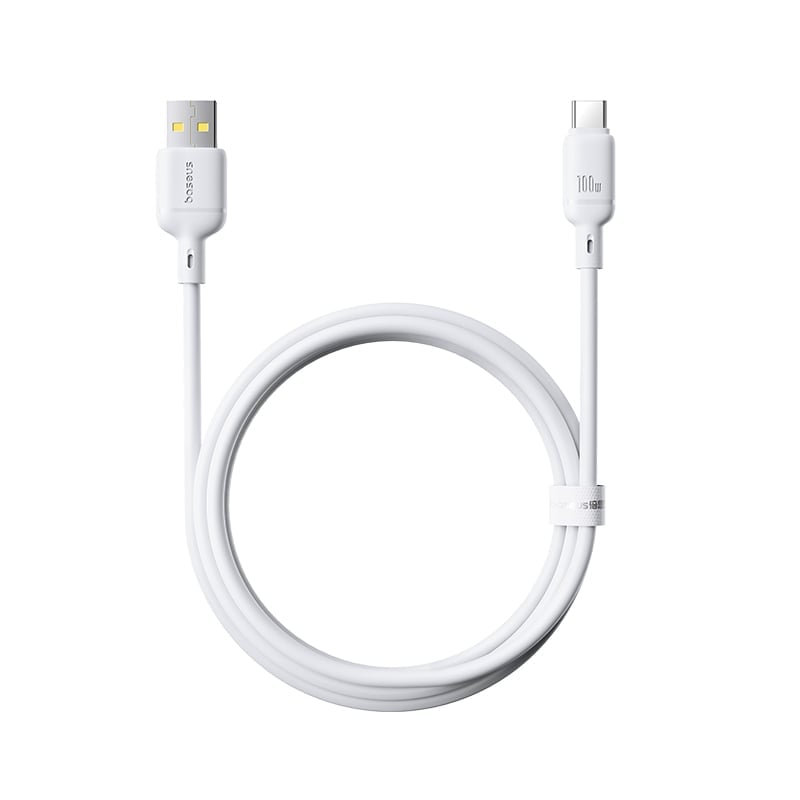 Dátový a nabíjací kábel USB-A - USB-C Baseus Silky, 100W, 1m, Biela P10377703213-00