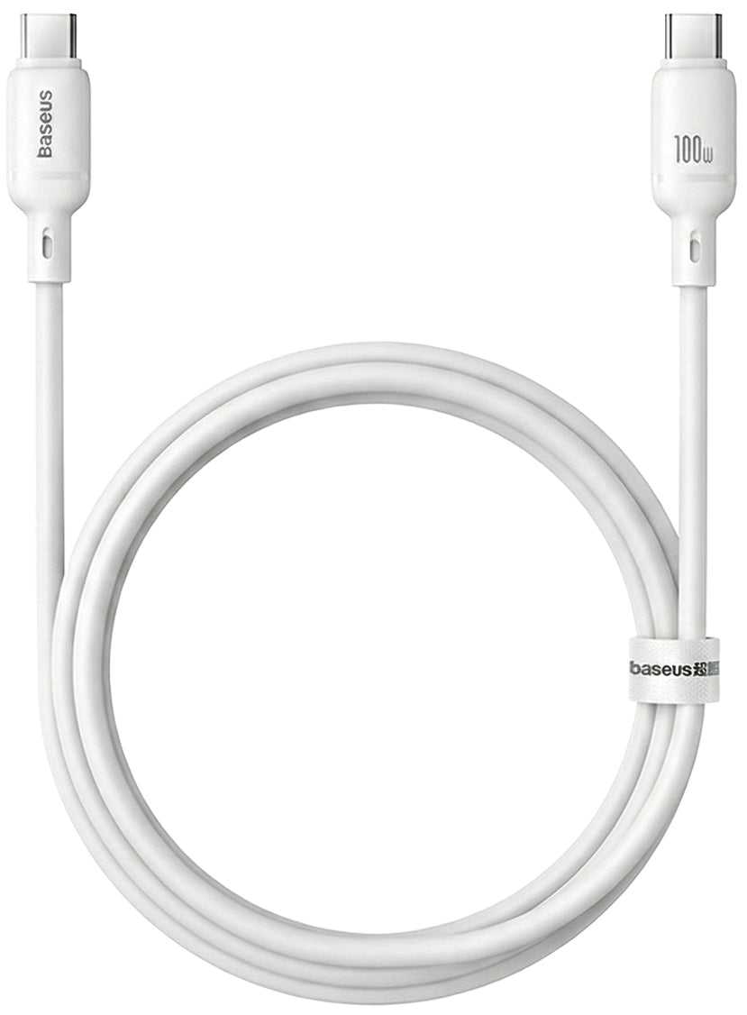 Dátový a nabíjací kábel USB-C - USB-C Baseus Silky, 100W, 1m, Biely P10377704213-00
