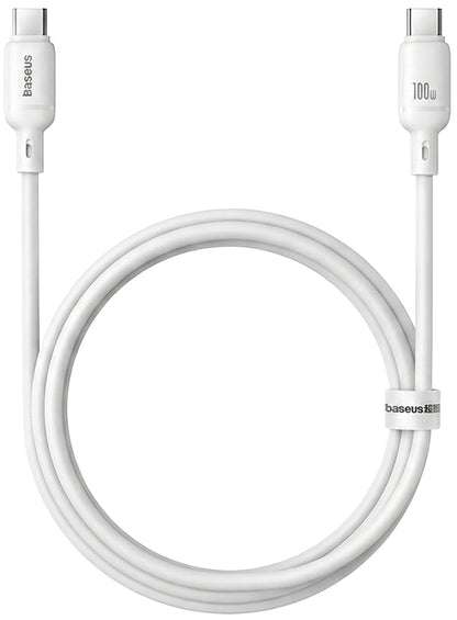 Dátový a nabíjací kábel USB-C - USB-C Baseus Silky, 100W, 1m, Biely P10377704213-00