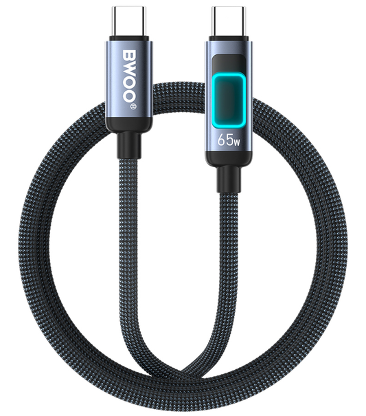 USB-C dátový a nabíjací kábel - USB-C BWOO X324CC Display, 65W, 1m, čierny