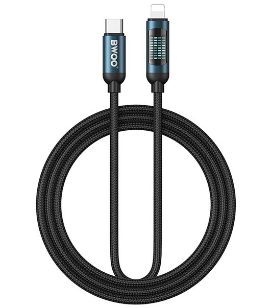 USB-C na Lightning dátový a nabíjací kábel BWOO X305 Display, 27W, 1m, čierny