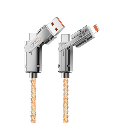 Dátový a nabíjací kábel USB-C / USB-A - USB-C / Lightning XO Design NB276, 60W, 1m, Sivý