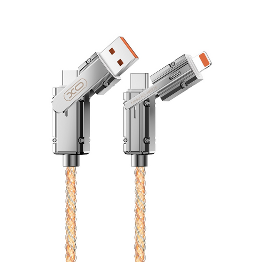 Dátový a nabíjací kábel USB-C / USB-A - USB-C / Lightning XO Design NB276, 60W, 1m, Sivý