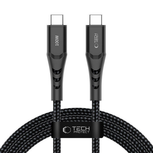 USB-C dátový a nabíjací kábel - USB-C Tech-Protect UB11T Ultraboost, 100W, 2m, čierny